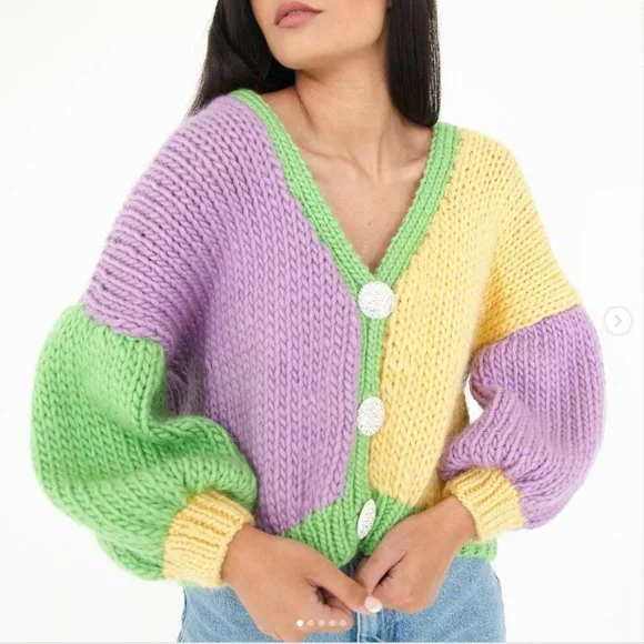 Hope Macaulay Chunky Knit Yellow Cardigan Hope Macaulay Chunky